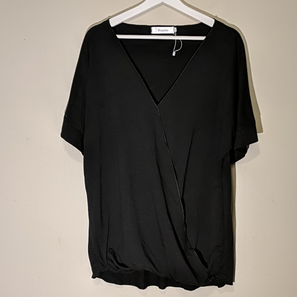 Risesun black short sleeves blouse